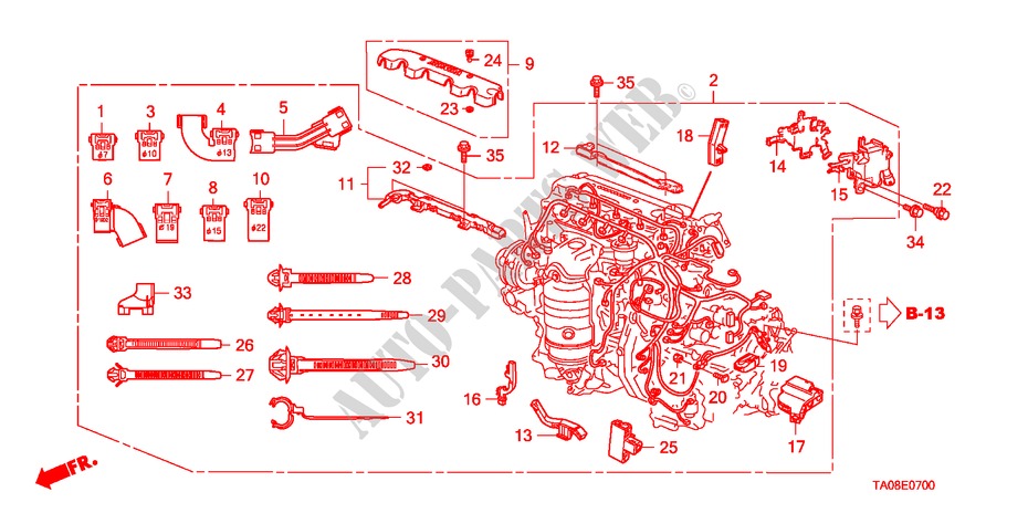 CABLAGEM MOTOR(2.0L) para Honda ACCORD 2.0EX 4 portas automática de 5 velocidades 2010