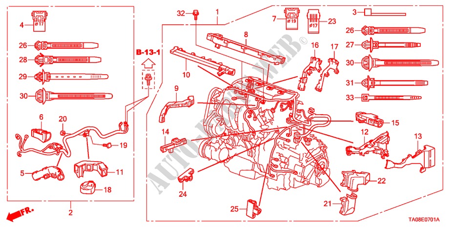 CABLAGEM MOTOR(2.4L) para Honda ACCORD 2.4 4 portas automática de 5 velocidades 2009