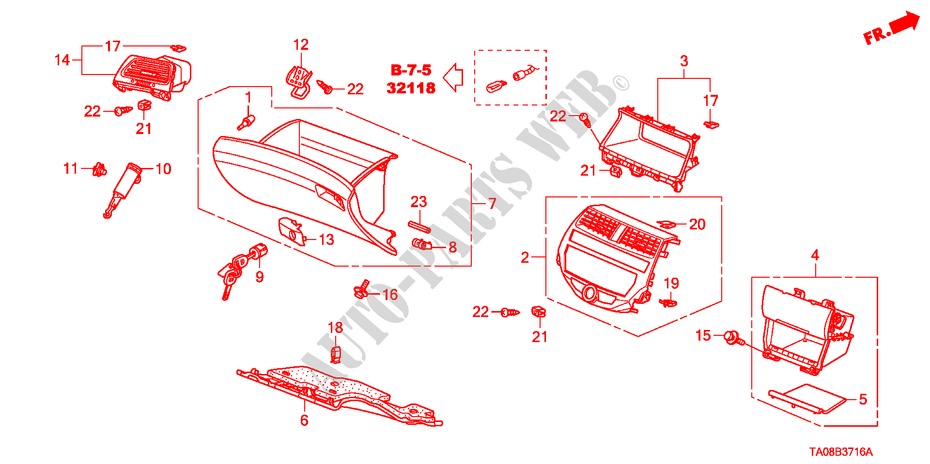 GUARNICAO PAINEL INSTRU.(LADO PASSAGEIRO)(D.) para Honda ACCORD 2.0VTI 4 portas automática de 5 velocidades 2011