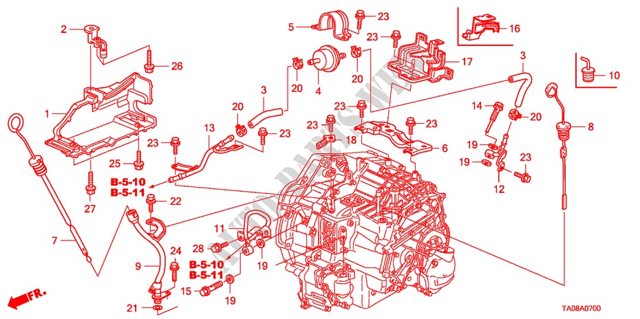 INDICADOR NIVEL OLEO/TUBO METALICO ATF(L4)(1) para Honda ACCORD 2.4 4 portas automática de 5 velocidades 2008