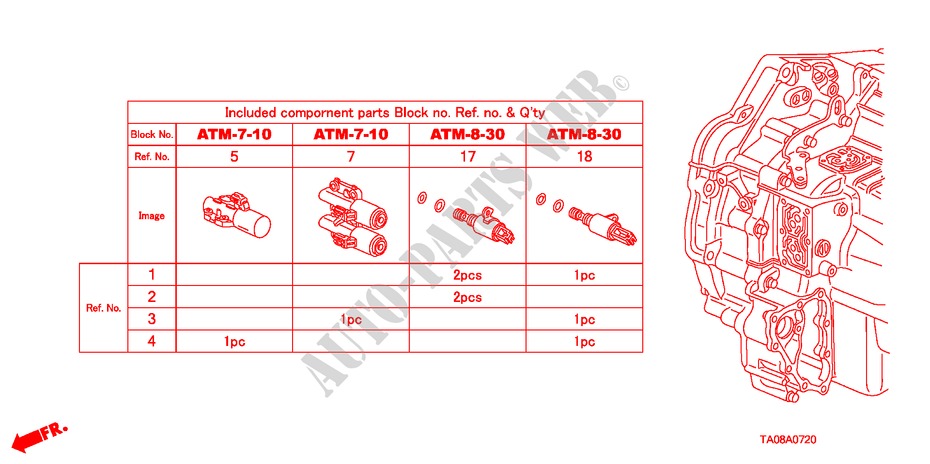 JOGO VALVULA SOLENOIDE(L4) para Honda ACCORD 2.4 4 portas automática de 5 velocidades 2009