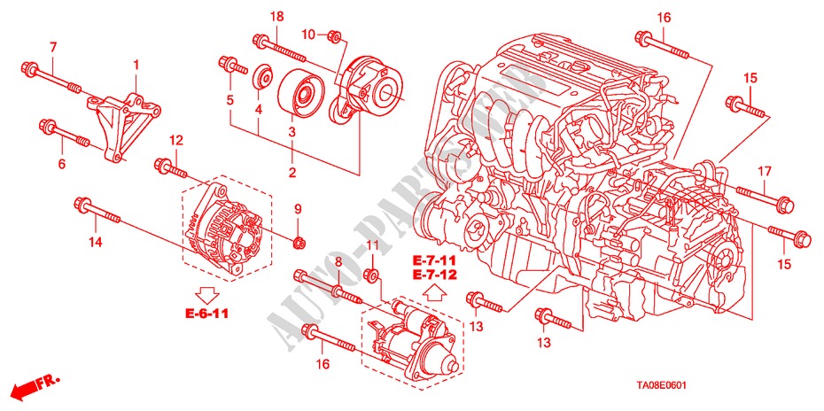 SUPORTE FIXACAO MOTOR(2.4L) para Honda ACCORD 2.4 4 portas automática de 5 velocidades 2009
