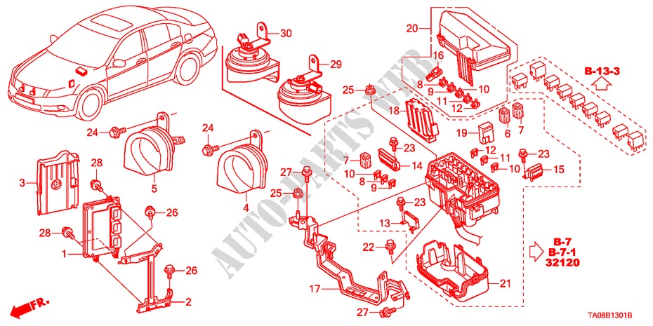 UNIDADE CONTROLO(COMPARTIMENTO MOTOR)(1)(2.4L) para Honda ACCORD 2.4 4 portas automática de 5 velocidades 2009