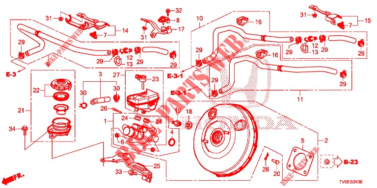 BOMBA PRINCIPAL TRAVOES/SERVO FREIO (LH) para Honda CIVIC 1.4 EXECUTIVE TUNER LESS 5 portas 6 velocidades manuais 2014