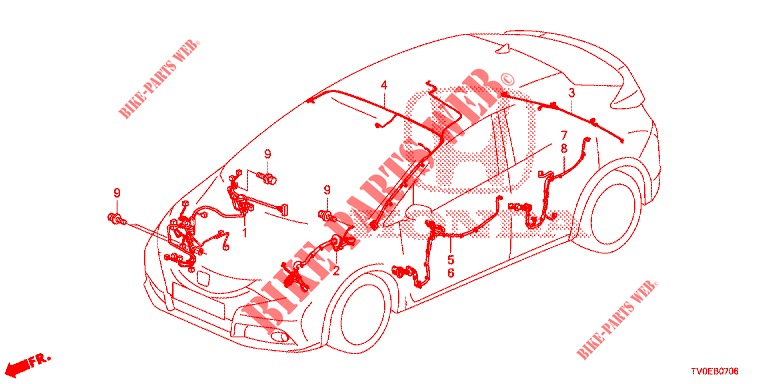 CABLAGEM (4) (LH) para Honda CIVIC 1.4 EXECUTIVE TUNER LESS 5 portas 6 velocidades manuais 2014