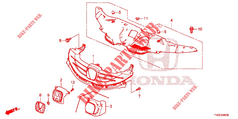 GRELHA FRENTE/MOLDURA  para Honda CIVIC 1.4 EXECUTIVE TUNER LESS 5 portas 6 velocidades manuais 2014