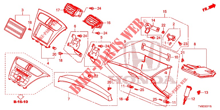 GUARNICAO INSTRUMENTOS (COTE DE PASSAGER) (LH) para Honda CIVIC 1.4 EXECUTIVE TUNER LESS 5 portas 6 velocidades manuais 2014