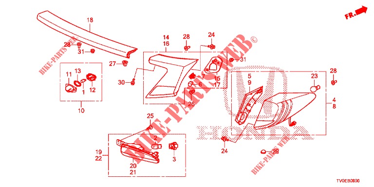 LUZ TRASEIRA/LUZ MATRICULA (PGM FI)  para Honda CIVIC 1.4 EXECUTIVE TUNER LESS 5 portas 6 velocidades manuais 2014