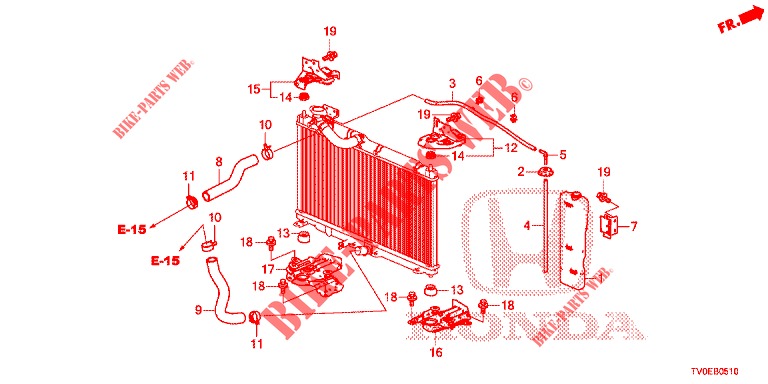 TUBO FLEXIVEL RADIADOR/DEPOSITO RESERVA (1.4L) para Honda CIVIC 1.4 EXECUTIVE TUNER LESS 5 portas 6 velocidades manuais 2014