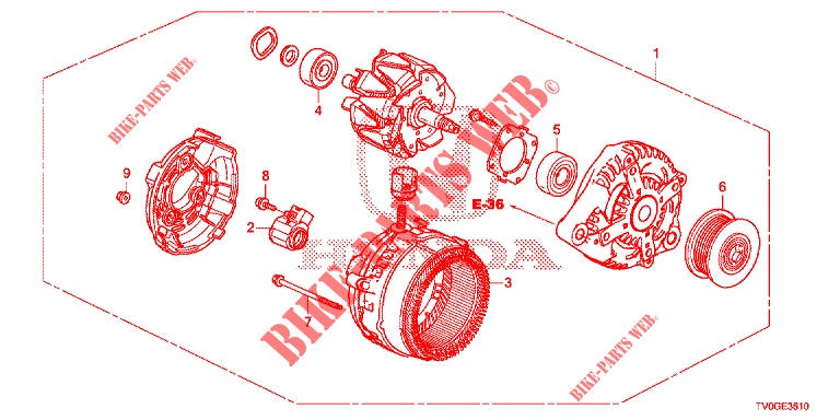 ALTERNADOR (DENSO) (DIESEL) para Honda CIVIC DIESEL 1.6 EXECUTIVE 5 portas 6 velocidades manuais 2015