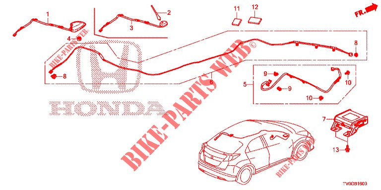 ANTENA/ALTIFALANTE (LH) para Honda CIVIC DIESEL 1.6 EXECUTIVE 5 portas 6 velocidades manuais 2015