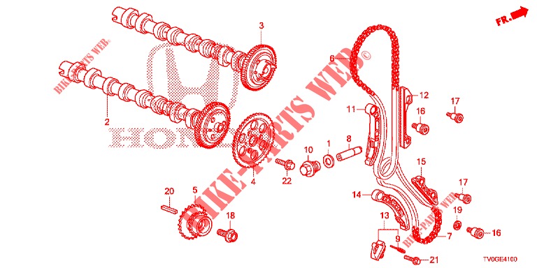 ARVORE CAMES/CORRENTE ARVORE CAMES (DIESEL) para Honda CIVIC DIESEL 1.6 EXECUTIVE 5 portas 6 velocidades manuais 2015