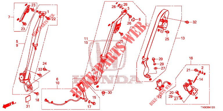 BANCO FRENTE/CINTOS SEGURANCA  para Honda CIVIC DIESEL 1.6 EXECUTIVE 5 portas 6 velocidades manuais 2015