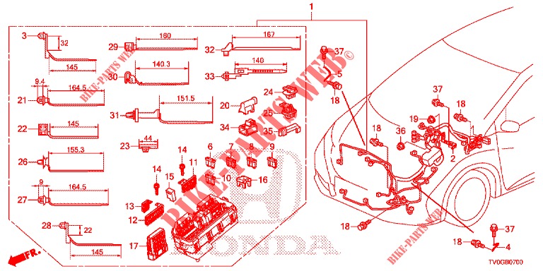 CABLAGEM (1) (LH) para Honda CIVIC DIESEL 1.6 EXECUTIVE 5 portas 6 velocidades manuais 2015