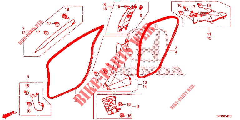 GUARNICAO PILAR (LH) para Honda CIVIC DIESEL 1.6 EXECUTIVE 5 portas 6 velocidades manuais 2015