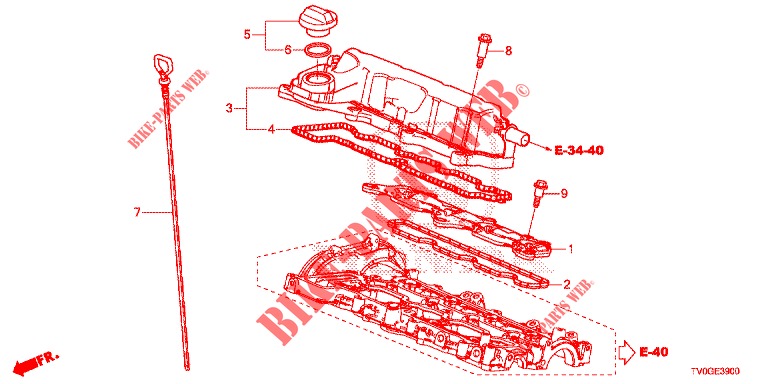 TAMPA CABECA MOTOR (DIESEL) para Honda CIVIC DIESEL 1.6 EXECUTIVE 5 portas 6 velocidades manuais 2015