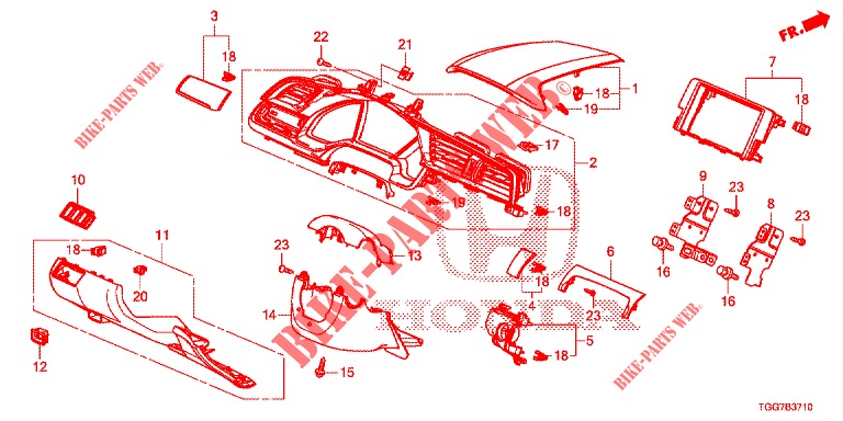 GUARNICAO INSTRUMENTOS (COTE DE CONDUCTEUR) (LH) para Honda CIVIC  1.0 ENTRY 5 portas 6 velocidades manuais 2018
