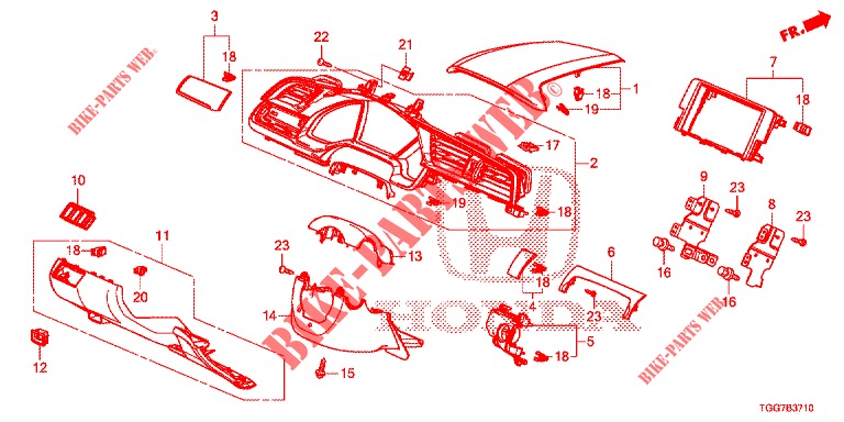 GUARNICAO INSTRUMENTOS (COTE DE CONDUCTEUR) (LH) para Honda CIVIC 1.0 MID 5 portas 6 velocidades manuais 2018