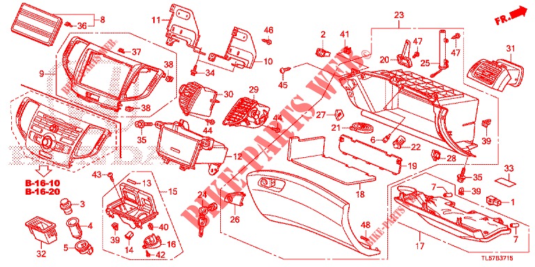 GUARNICAO INSTRUMENTOS (COTE DE PASSAGER) (LH) para Honda ACCORD TOURER DIESEL 2.2 ELEGANCE 5 portas 6 velocidades manuais 2015