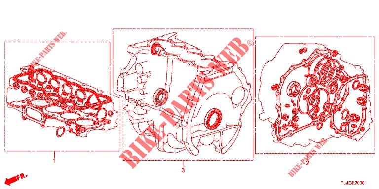 KIT JUNTAS/ CONJ. CAIXA VELOCIDADES (2.0L) para Honda ACCORD TOURER 2.0 EXECUTIVE 5 portas 6 velocidades manuais 2013