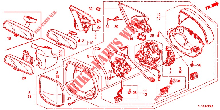 RETROVISOR/PALA SOL  para Honda ACCORD DIESEL 2.2 LUXURY 4 portas 6 velocidades manuais 2013