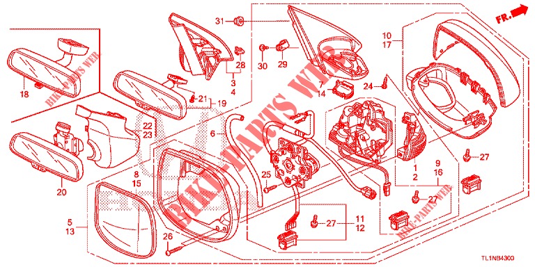 RETROVISOR/PALA SOL  para Honda ACCORD 2.4 S 4 portas 6 velocidades manuais 2015