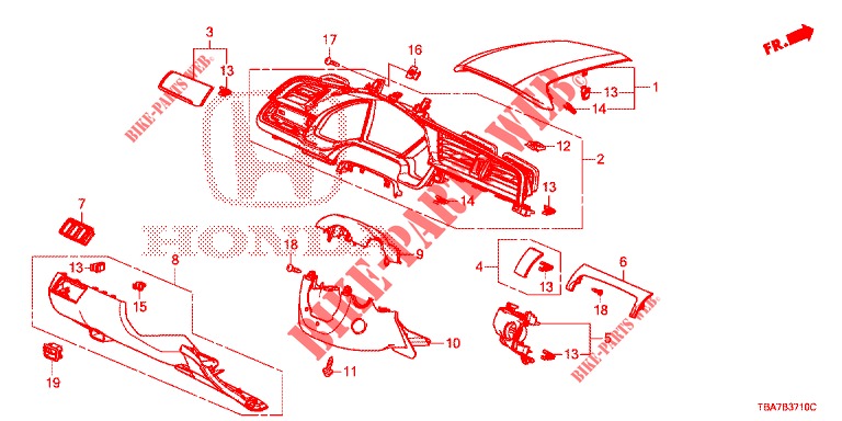 GUARNICAO INSTRUMENTOS (COTE DE CONDUCTEUR) (LH) para Honda CIVIC 1.5 ELEGANCE 4 portas totalmente automática CVT 2017
