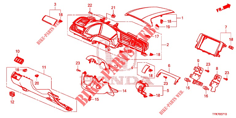 GUARNICAO INSTRUMENTOS (COTE DE CONDUCTEUR) (LH) para Honda CIVIC DIESEL 1.6 ENTRY 4 portas 6 velocidades manuais 2018