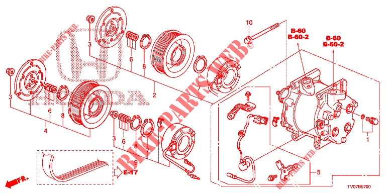 AR CONDICIONADO (COMPRESSEUR) (1.4L) para Honda CIVIC 1.4 COMFORT 5 portas 6 velocidades manuais 2012