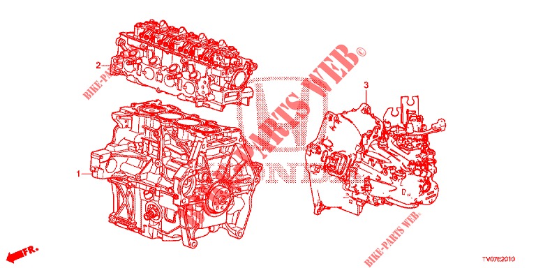 CONJ. MOTOR/CONJ. CAIXA VELOCIDADES (1.4L) para Honda CIVIC 1.4 S 5 portas 6 velocidades manuais 2012