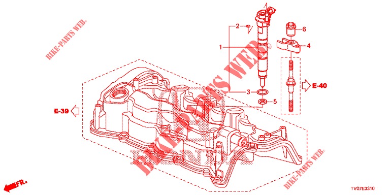 INJECTOR COMBUSTIVEL (DIESEL) (2.2L) para Honda CIVIC DIESEL 2.2 EXCLUSIVE 5 portas 6 velocidades manuais 2012