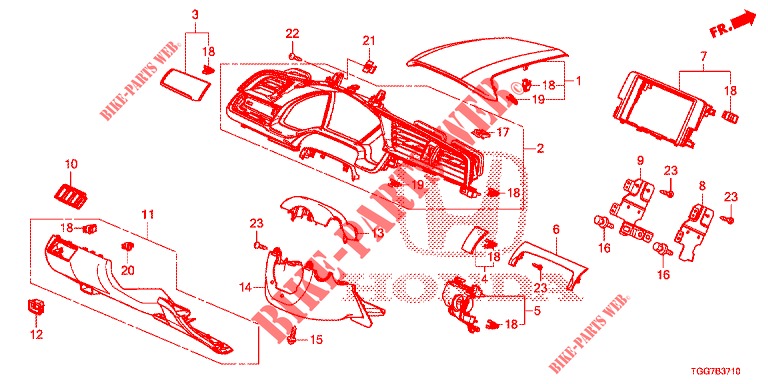 GUARNICAO INSTRUMENTOS (COTE DE CONDUCTEUR) (LH) para Honda CIVIC  1.0 S 5 portas 6 velocidades manuais 2017