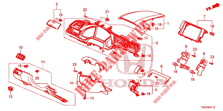 GUARNICAO INSTRUMENTOS (COTE DE CONDUCTEUR) (LH) para Honda CIVIC  1.0 S 5 portas 6 velocidades manuais 2018