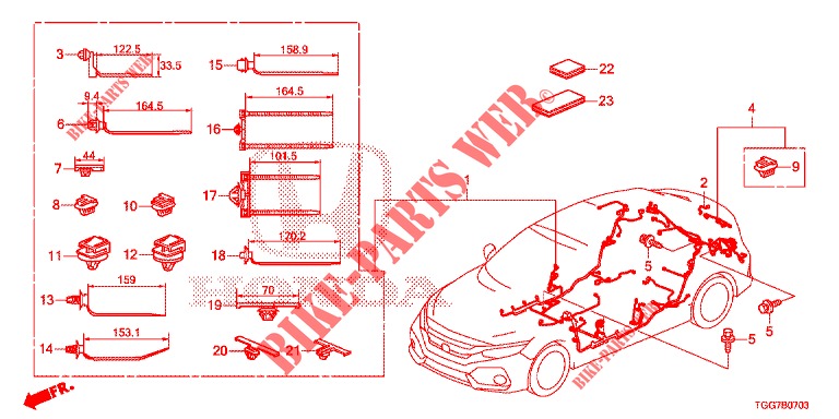 CABLAGEM (4) (LH) para Honda CIVIC TYPE R 5 portas 6 velocidades manuais 2017