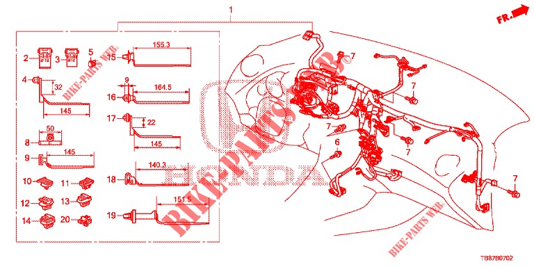CABLAGEM (2) (LH) para Honda CIVIC TOURER DIESEL 1.6 EXECUTIVE 5 portas 6 velocidades manuais 2014