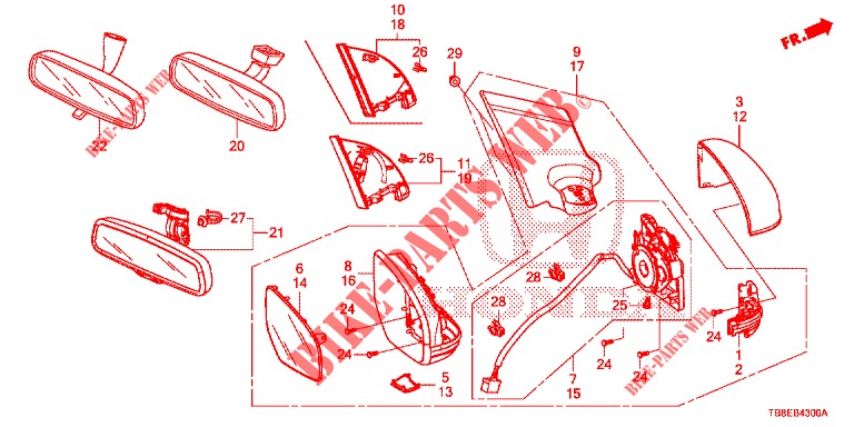 RETROVISOR/PALA SOL  para Honda CIVIC TOURER DIESEL 1.6 S 5 portas 6 velocidades manuais 2015