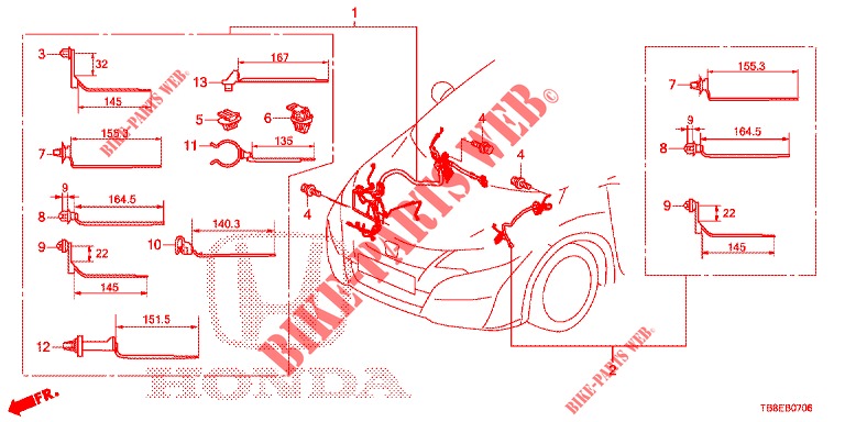 CABLAGEM (4) (LH) para Honda CIVIC TOURER 1.8 EXECUTIVE NAVI 5 portas automática de 5 velocidades 2016