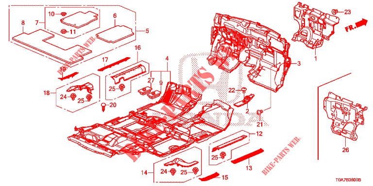 TAPETE PISO/ISOLADOR  para Honda CR-V 2.0 ELEGANCE L 5 portas automática de 5 velocidades 2013