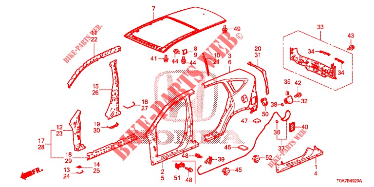 PAINEIS EXTERIOR/PAINEL TECTO  para Honda CR-V 2.0 EXCLUSIVE NAVI 5 portas 6 velocidades manuais 2014