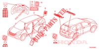 EMBLEMAS/ETIQUETAS CUIDADO  para Honda CR-V 2.0 ELEGANCE 5 portas 6 velocidades manuais 2015