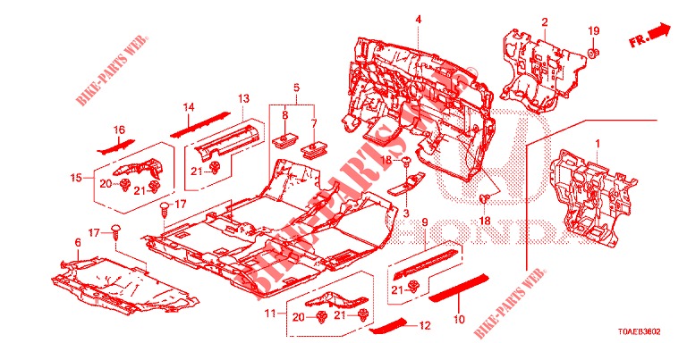 TAPETE PISO/ISOLADOR (3) para Honda CR-V 2.0 ELEGANCE 5 portas 6 velocidades manuais 2015