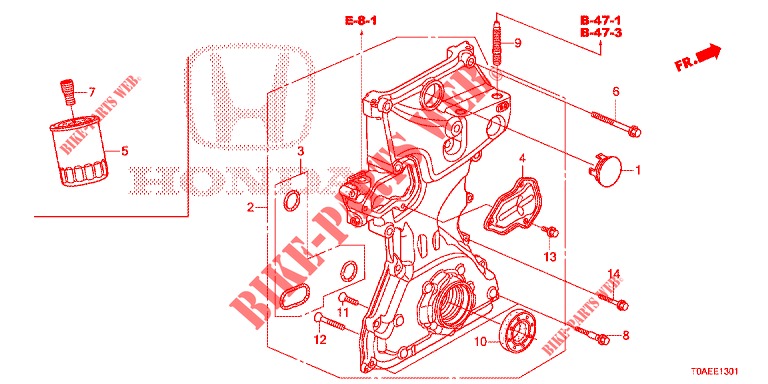 BOMBA OLEO (2.0L) para Honda CR-V 2.0 ELEGANCE 5 portas automática de 5 velocidades 2015