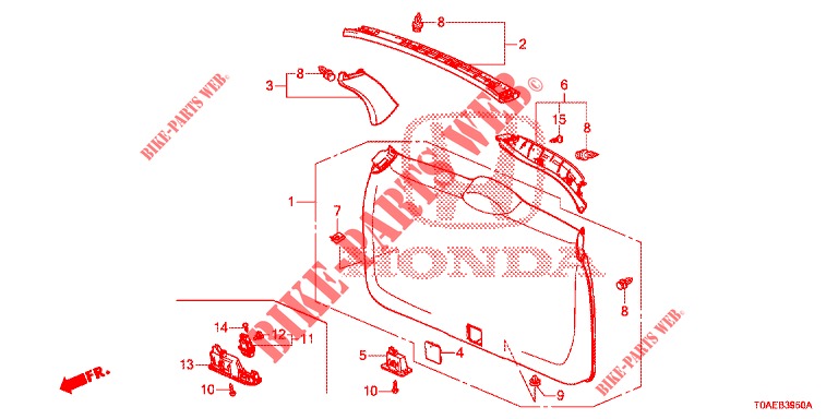 FORRO PORTA TRASEIRA/ FORRO PAINEL TRASEIRO(2 PORTAS)  para Honda CR-V 2.0 ELEGANCE 5 portas automática de 5 velocidades 2015