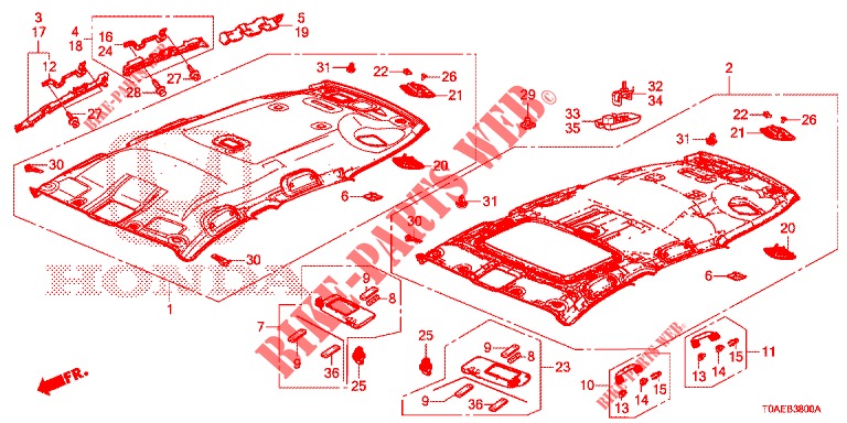 FORRO TECTO (1) para Honda CR-V 2.0 ELEGANCE 5 portas automática de 5 velocidades 2015