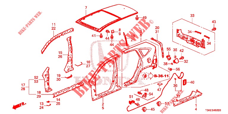 PAINEIS EXTERIOR/PAINEL TECTO  para Honda CR-V 2.0 ELEGANCE 5 portas automática de 5 velocidades 2015