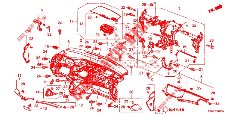 SUPERIOR PAINEL INSTR (LH) para Honda CR-V 2.0 ELEGANCE 5 portas automática de 5 velocidades 2015