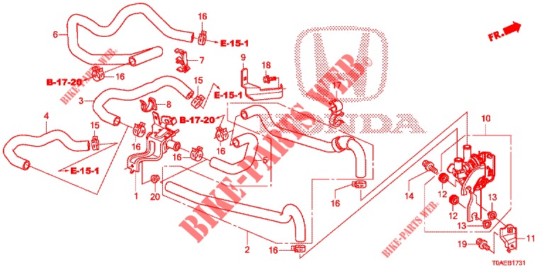 TUBO FLEXIVEL LAVA/CONDUTA (LH) (2.0L) para Honda CR-V 2.0 ELEGANCE 5 portas automática de 5 velocidades 2015