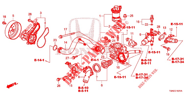 BOMBA AGUA/TERMOSTATO (2.0L) para Honda CR-V 2.0 EXCLUSIVE NAVI 5 portas automática de 5 velocidades 2015