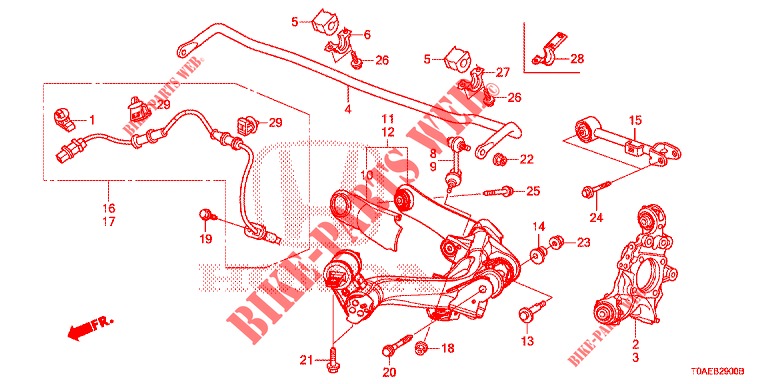 BRACO INFERIOR TRASEIRO/ESTICADOR  para Honda CR-V 2.0 EXCLUSIVE NAVI 5 portas automática de 5 velocidades 2015