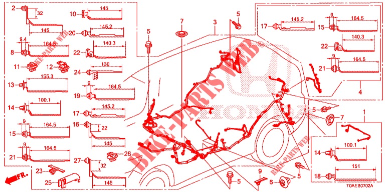 CABLAGEM (LH) (3) para Honda CR-V 2.0 EXCLUSIVE NAVI 5 portas automática de 5 velocidades 2015